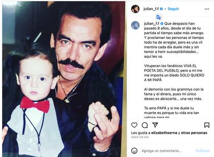 El último mensaje que compartió Julián Figueroa en su cuenta de Instagram