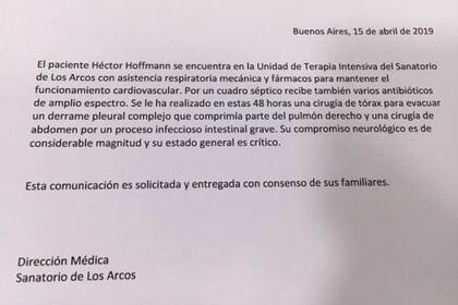 El último parte médico de Sergio Denis