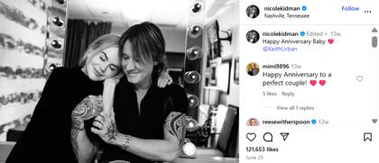 El último posteo de Nicole Kidman y Keith Urban juntos en Instagram (Fuente: @nicolekidman)