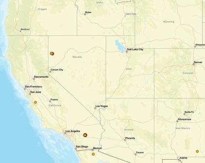 El último reporte de los sismos registrados en California USGS