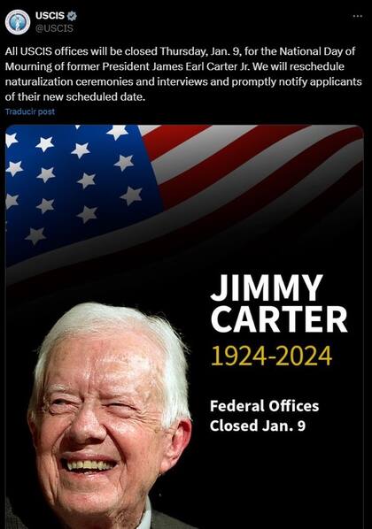 El Uscis anunció el cierre de oficinas en sus redes sociales