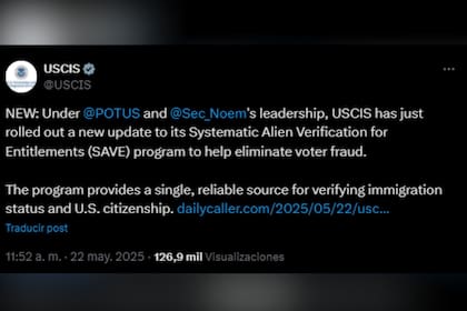 El Uscis hizo el anuncio en su perfil de X