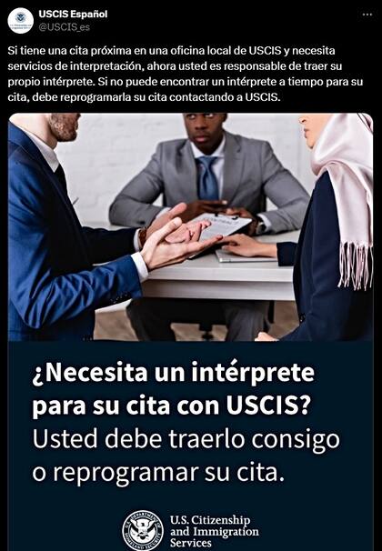 El Uscis informó la medida en sus redes sociales