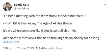 El usuario destacó el optimismo de Gates ante la IA