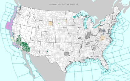 El valle de Ohio y Tennessee experimentará temperaturas máximas de hasta 90 °F (32 °C), lo que representa entre 10 y 15 °F por encima del promedio estacional