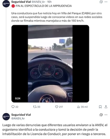 El vehículo involucrado en los videos no tenía la patente trasera, otra infracción detectada