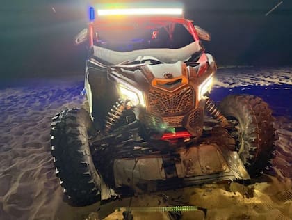 El vehículo UTV en el que circulaba Bastián durante el accidente en La Frontera de Pinamar