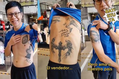 El vendedor resultó ser fan de la Argentina (Captura video)