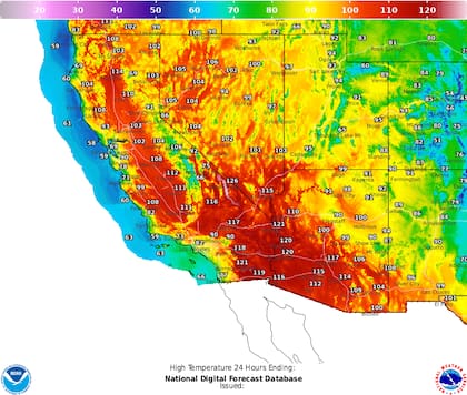 El verano en Estados Unidos está con temperaturas máximas altas y el Valle de la Muerte es el lugar donde más calor hace en estos días