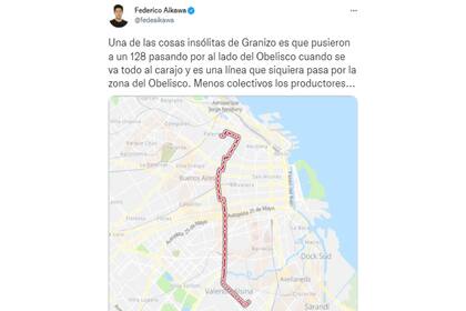 El verdadero recorrido del 128 (Captura Twitter)