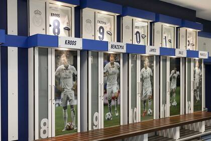 El vestuario del estadio Santiago Bernabéu.