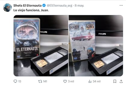 El VHS (sigla de Video Home System) es un formato de grabación y reproducción de video analógico que fue muy popular desde fines de los años 70 hasta principios de los 2000 (Foto: X @eleternauta_arg)