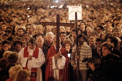 El Vía Crucis, en la Plaza de Mayo
