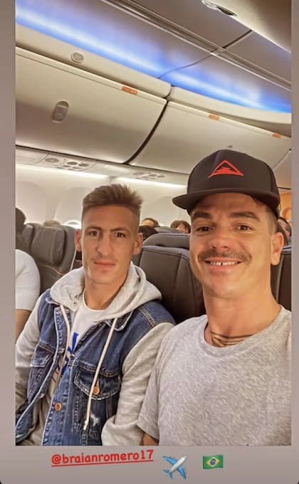 El viaje de Braian Romero rumbo a Brasil junto con uno de sus representantes, Jonatan Gizzi