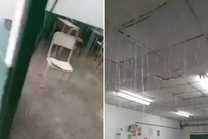 Por las lluvias torrenciales se cayó el techo de una escuela de Rosario