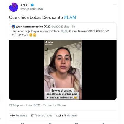 El video del cásting de Martina para Gran Hermano 2022 generó rechazo en las redes sociales