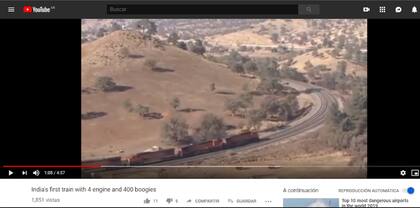 El video del Tehachapi Loop con un tren de otra parte del mundo fue publicado en China, Alemania y la India