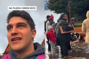 Cuestionó la tradicional foto con el perro San Bernardo de Bariloche y su video se viralizó