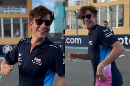El viernes el actor estuvo en el GP de Miami; apareció corriendo en el paddock con la indumentaria de Alpine (Foto: Captura de video / Instagram @emiobern)
