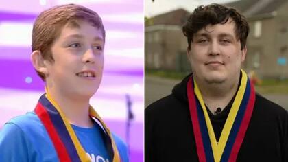 El violinista Luke Barjoti en 2012 y ahora