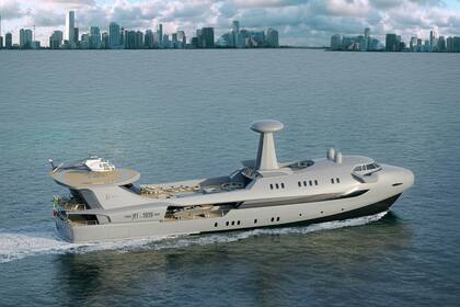 El yate futurista de lujo de Codecasa suma un radar que sigue el diseño del equipamiento que utilizan los aviones de control y vigilancia