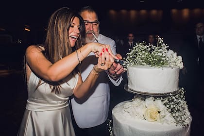 Elba Marcovecchio junto a Jorge Lanata, el día de su casamiento