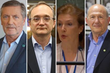 Elbio Laucirica, presidente de Coninagro; Gustavo Idígoras, presidente de Ciara Cec; Diana Mondino, canciller y Cargos Castagnani, presidente de CRA