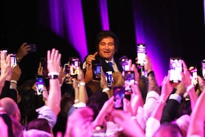 Elecciones legislativas. Bunker La Libertad Avanza. Hotel Libertador. El presidente Javier Milei