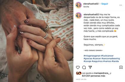 Elena Huelva les hizo saber a sus seguidores que su enfermedad no iba bien
