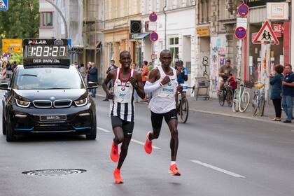 Eliud Kipchoge en la maratón de Berlín en 2018