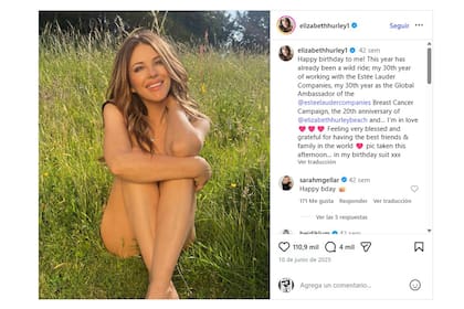 El sensual posteo Elizabeth Hurley cuando cumplió 60 años