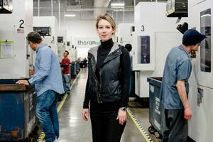 Elizabeth Holmes at the headquarters of Theranos, the company she founded, in Newark, Calif., Dec. 4, 2015. In Silicon ValleyÕs world of make-believe, the philosophy of Òfake it until you make itÓ finally gets its comeuppance. (Carlos Chavarria/The New York Times)