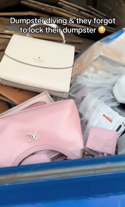 Ella Rose encontró bolsos de las marcas Juicy Couture y Kate Spade en un contenedor de basura de Marshalls (TikTok/@glamourddive)