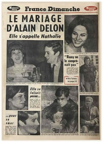 "Ella se llama Nathalie". La noticia de la boda secreta de Alain Delon en los diarios de Francia, hace 60 años