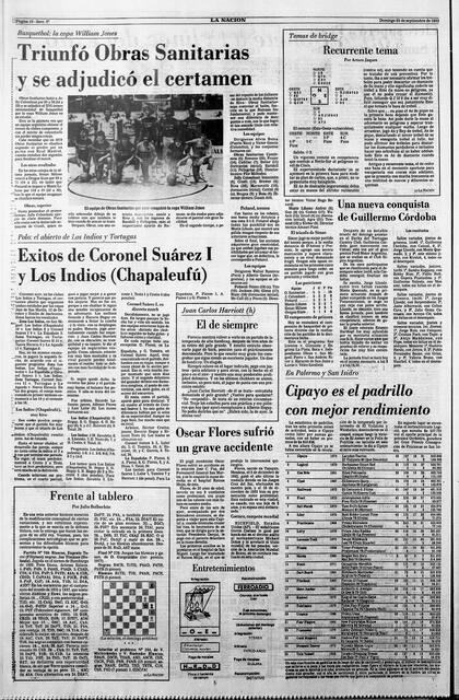 Elogios al desempeño de Juan Carlos Harriott (h.) en la que terminaría siendo la crónica de LA NACION sobre su retiro detinitivo, sucedido el 24 de septiembre de 1983 con la camiseta de Los Indios-Chapaleufú y en el Abierto de Los Indios y Tortugas.
