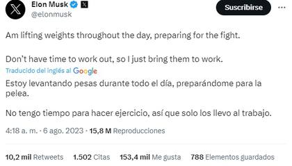Elon Musk contó cómo se prepara para el día de la pelea