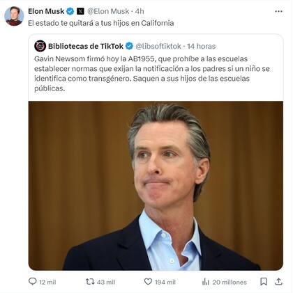 Elon Musk criticó el proyecto de ley impulsado por Newsom en California