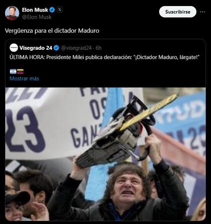 Elon Musk cruzó a Nicolás Maduro con un guiño a Javier Milei