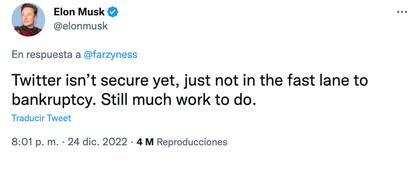 Elon Musk dijo que todavía tenía mucho trabajo por hacer en Twitter