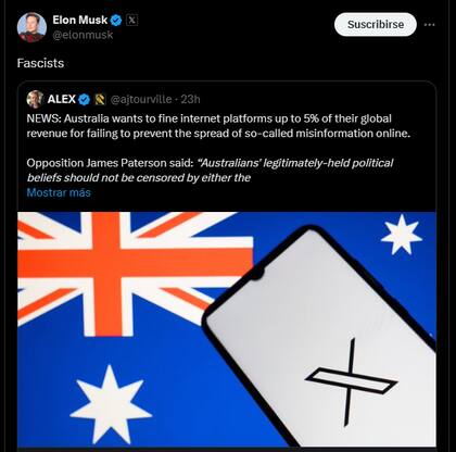 Elon Musk llamó fascista al gobierno australiano por un proyecto de ley que busca frenar la desinformación en redes sociales en ese país