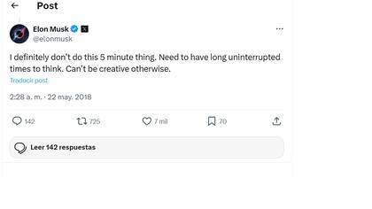 Elon Musk negó utilizar la "regla de los cinco minutos" (Foto: captura X)