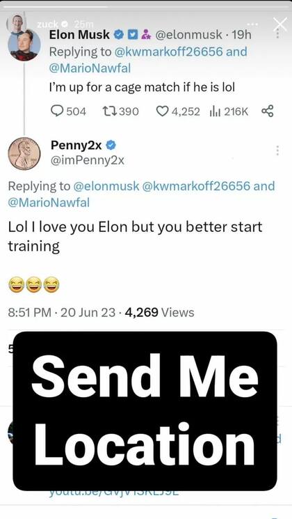 Elon Musk y Mark Zuckerberg se citaron a pelea mano a mano, en una jaula