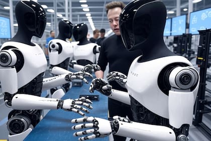 Elon Musk y sus humanoides de Tesla; la nueva versión integrará un nuevo sistema de manos con 22 grados de libertad (para mayor destreza humana) y capacidades de voz potenciadas por la IA Grok.