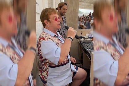 Elton John se instaló en la cabina del DJ para hacer su performance sorpresa en Cannes, su última aparición pública