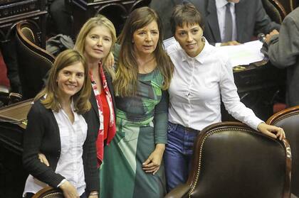 Mayra Mendoza y Gabriela Cerrutti en la antesala del debate en Diputados 