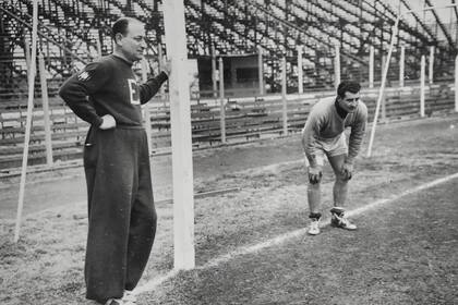 Emérico Hirschl en un entrenamiento en San Lorenzo.