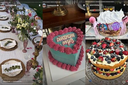 Emilia Mernes festejó sus 28 años con un cumpleaños al aire libre; hubo decoración en tonos rosa y blanco y una gran mesa dulce (Foto: Instagram)