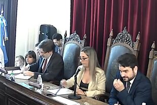 Emiliano Lazzari, María Claudia Castro, Christian Rabaia, los integrantes del Tribunal Oral en lo Criminal N° 1 de Dolores