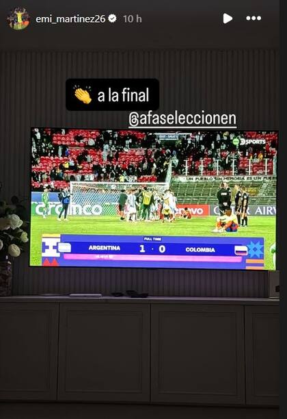 Emiliano Martínez sumó emojis de aplausos para destacar la presencia en la final de la selección argentina Sub 20
