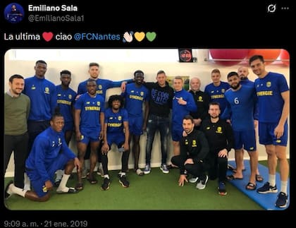 Emiliano Sala se despidió de sus compañeros del Nantes y, días después, fallecería en un accidente aéreo